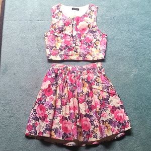 Floral Crop Top & Skirt Set